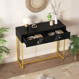 TREXM Modern Sleek Console Table Two Drawers with Stripe Design for Living Room and Entryway N715P201976B