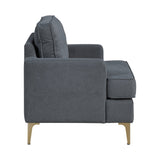 Modern Comfort Accent Chair 1pc Gray Chenille Upholstery Gold Finish Metal Legs Living Room B011P308021