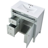Solid Wood Bathroom Vanity with Ceramic Undermount Sink - 12" Soft-Close Drawer Slides, Flip Bin W2896P318465