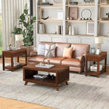 Rectangular Wood Coffee Table for Living Room, 41.5-Inch Coffee Table with Solid Wood Legs, Wood W1202P177316