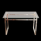 51" Modern Minimalist Rectangular Glass Dining Table for 4-6 with 0.31" Tempered Glass Tabletop and 53938624