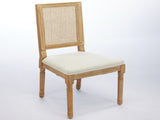French Decor Chairs Set of 2, Louis Dining Chairs with Square Rattan Backrest and Exquisitely Carved W1143P335056