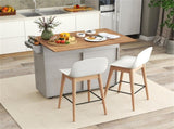 Gray Mobile Kitchen Island Cart with Drop-Leaf Design, Lockable Universal Wheels & Trash Storage 01488643