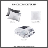 Full/Queen Watercolor Tie Dye Printed Comforter Set with Throw Pillow B035P203247