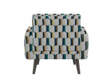 Darien Accent Arm Chair in Yellow, Olive and Navy Stripe Pattern with Dark Brown Solid Wood Legs B127P495074