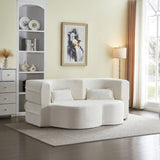 Modern Floor Sofa with 2 Pillows,Convertible Plush Corduroy Foam-Filled Sleeper Sofa Bed,15" Full W1885P347080