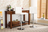 Swivel Faux Leather Adjustable Hydraulic Bar Stool, Set of 2, White T2574P164843
