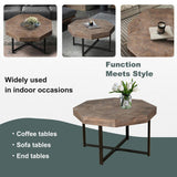 Wood Octagonal Vintage Patchwork Craft Farmhouse 30 Inch Wooden Top Cross Metal Legs Coffee W1445P193125
