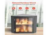 Corner Bread Box for Kitchen Counter, Double-Layer Bamboo Bread Storage Container, Wooden Breadbox 40401480