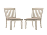 Set of 2 Dining Chairs with Slat Back, Tan Fabric and Cream Finish B016P314583