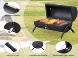 Portable Charcoal Grill with Thermometer & Wooden Handle, Compact Tabletop Barbecue Grill for 76168663