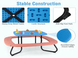 Kids Picnic Table Outdoor Activity Table With Umbrella -Brown 02015842
