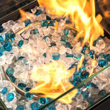 Outdoor Gas Fire Pit Square Dark Brown Wicker Fire Pit Table Propane Fire Table with Glass Rocks W85335462