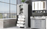 Storage Cabinet with 2 Doors and 4 Drawers for Bathroom, Office, Adjustable Shelf, MDF Board with WF302825AAK