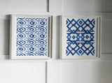 Set of 2 Blue and White Hanging Sculptures, Modern Wall Art Decor, 12.5" x 24.5" W2078130292