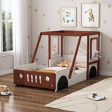 Fun Play Design Twin Size Car Bed, Kids Platform Bed in Car-Shaped for Kids Boys Girls Teens,White WF312561AAK