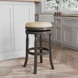 30" Bar Stool, Weathered Gray Finish, French Gray Leather Seat B04660739