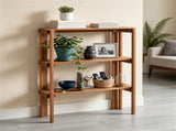 Natural Wood Folding Storage Shelf, Slatted Drainage Design Portable Display Rack for Indoor Outdoor 60770932