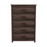Retro American Country Style Wooden Dresser with 5 Drawer, Storage Cabinet for Bedroom, Dark Walnut WF324089AAD