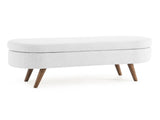 Ottoman Oval Storage Bench,Rubber Wood Legs,White W48764885
