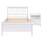Twin Bed with Headboard and Footboard for Kids, Teens, Adults,with a Nightstand,Wite W50459230