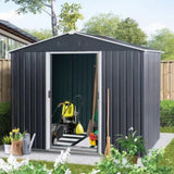 8ft x 6ft Outdoor Metal Storage Shed with Metal foundation,Black W540P175677