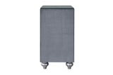 1pc Glam 3-Drawer Nightstand Velvet Tufted Drawer Front Jewelry Tray Faux Crystal Drawer Knobs B011P228567