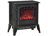 Black Freestanding Electric Fireplace Stove, 750W/1500W Heater with Realistic Flame Effect & 28390366