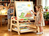 2-in-1 Wooden Kids Art Easel with Marble Run, Magnetic Whiteboard Standing Easel with Storage 31024671