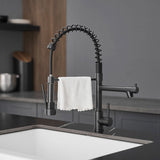 Kitchen Sink Faucet with Soap Dispenser, Kitchen Faucet with Pull Down Sprayer 2 Modes 304 Stainless W1932P300995