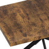 55.11" -70.86"Retro Rectangular Stretch Dining Table, Antique Wood Top And Black Relief Plate, Black W757P147831
