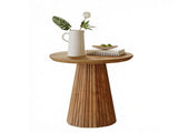 19.7" Round End Table, Wood Pedestal Side Table with Fluted Base, Accent Table for Living Room & 02042278