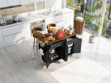 K&K 53.5''Farmhouse Kitchen Island with Power Outlet, Kitchen Storage Island with Drop Leaf, Spice N707P170348B