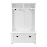 Classic Cosatal Style Hall Tree Entryway Bench with Open Shelves and Shoe Cabinets, SOLID WOOD Feet, W1758126922