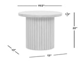 Kenzie 19.5" Fluted Pillar Round Accent Side Table, Light Natural Brown Rubberwood B2719P280165
