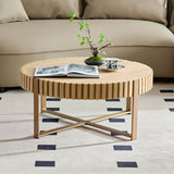 Modern Handcraft Drum Coffee Table 31.5 inch Round Coffee Table for Living Room,Small Coffee Table W2582P167668