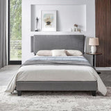 Queen Size Upholstered Platform Bed Frame ,Wood Slat Support, Easy Assembly,Grey W311110547