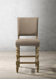 Birmingham Script Printed Driftwood Finish Counter Height Dining Chair with Nail head, Set of 2 T2574P165120