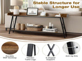 70.9 inch Extra Long Console Table with 2 Power Outlets & USB Ports, Rustic Industrial Sofa Table 41247517