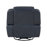 Modern Blue Swivel Glider Reclining Chair, Breathable Faux Leather Upholstery Living Room Furniture B011P228164