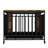Dog House Furniture, Wooden Dog House Dining Table with Iron Door and Tray for Medium/Small Dogs W1580P321353