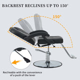 ZNTS Classic Reclining barber Chair Salon Chair for Hair Stylist with Heavy Duty Hydraulic Pump, 360&deg; 19137300