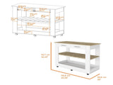 Rockaway 2-Drawer 2-Shelf Kitchen Island White and Light Oak B06280059