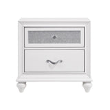 2 Drawers Nightstand with Acrylic Crystal Accents, White B016P255554