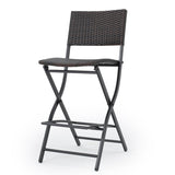 ZNTS Outdoor Wicker Barstools Faux Rattan Patio Bar Stools Foldable Chair, Multibrown, Set of 2 59958.00MBN