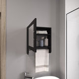 BOTIQ 19.7" H x 17.7" W Mirror Medicine Cabinet with Towel Rack White, One door with Two interior B200P240243