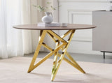37Inch Round Dining Table, Small Round Kitchen Table With Golden Metal Legs, Suitable For 2 To 4 W3357P395498