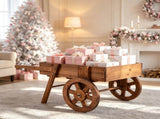 3-Tier Wooden Plant Display Stand, Carbonized Fir Wood Flower Cart with Chalkboard & Rolling Wheels, 19066002