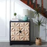 3D Geometric Carved Double-Door Cabinet Manufactured Wood Storage Cabinet, Modern Decorative W2729P199004