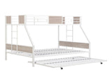Twin Over FULL Metal Bunk Bed with Trundle 2 - Side Ladder and Full-Length Guardrail, No Box Spring W311133416